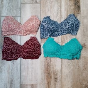 4 xs Aerie padded lace racerback bralettes